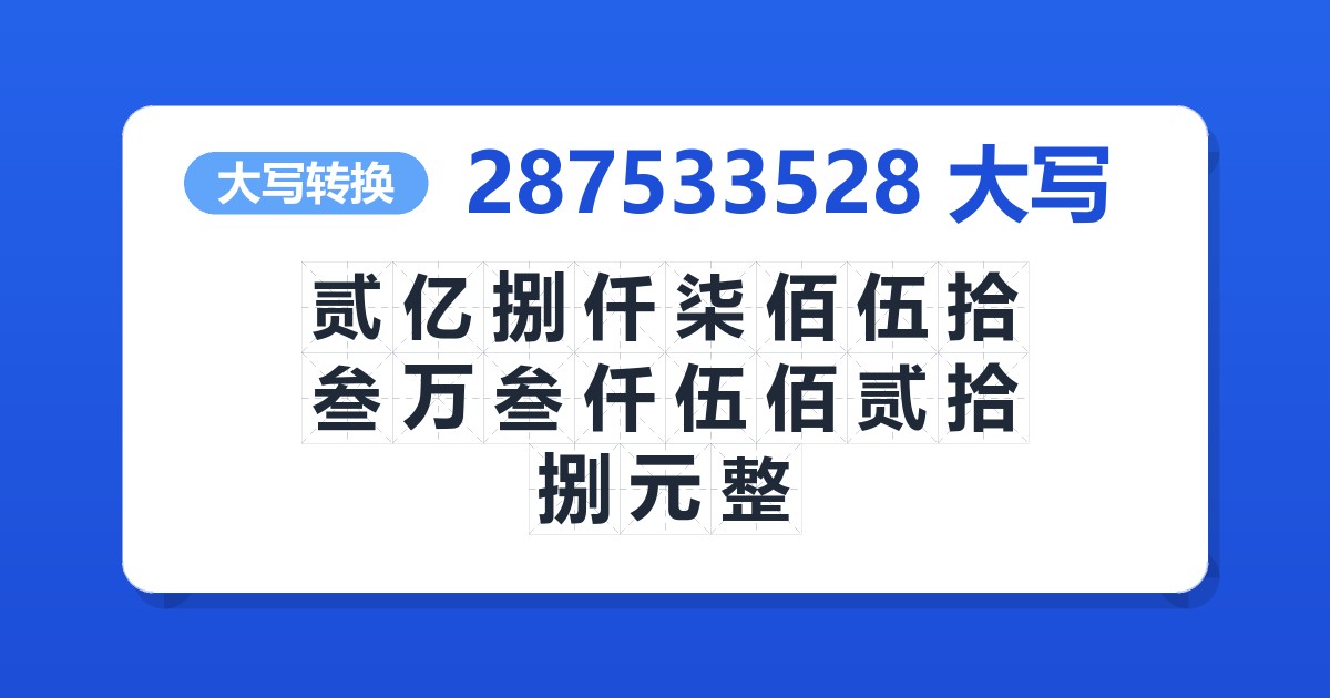 287533528大写 贰亿捌仟柒佰伍拾叁万叁仟伍佰贰拾捌元整