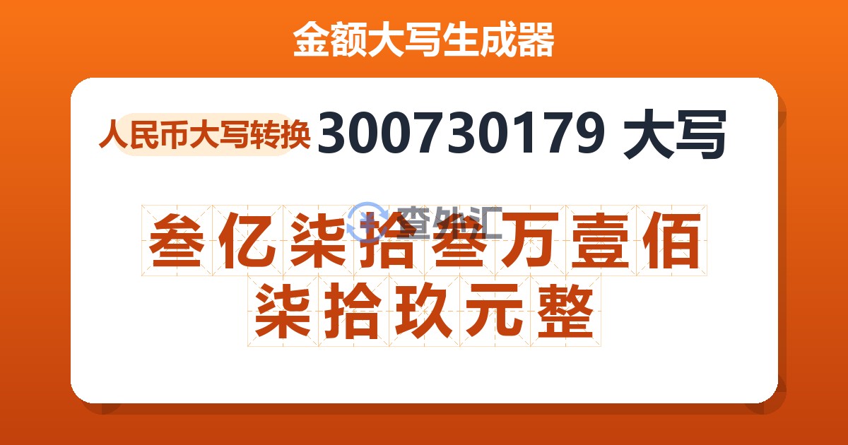 300730179大写 叁亿柒拾叁万壹佰柒拾玖元整