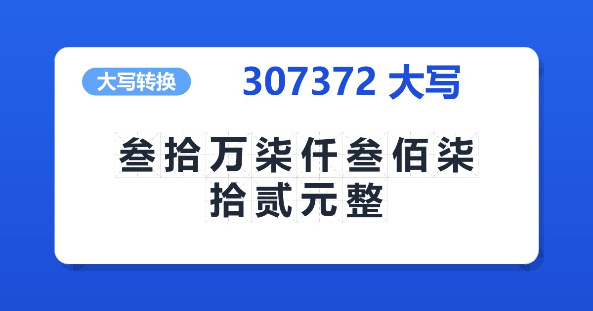 307372大写 叁拾万柒仟叁佰柒拾贰元整