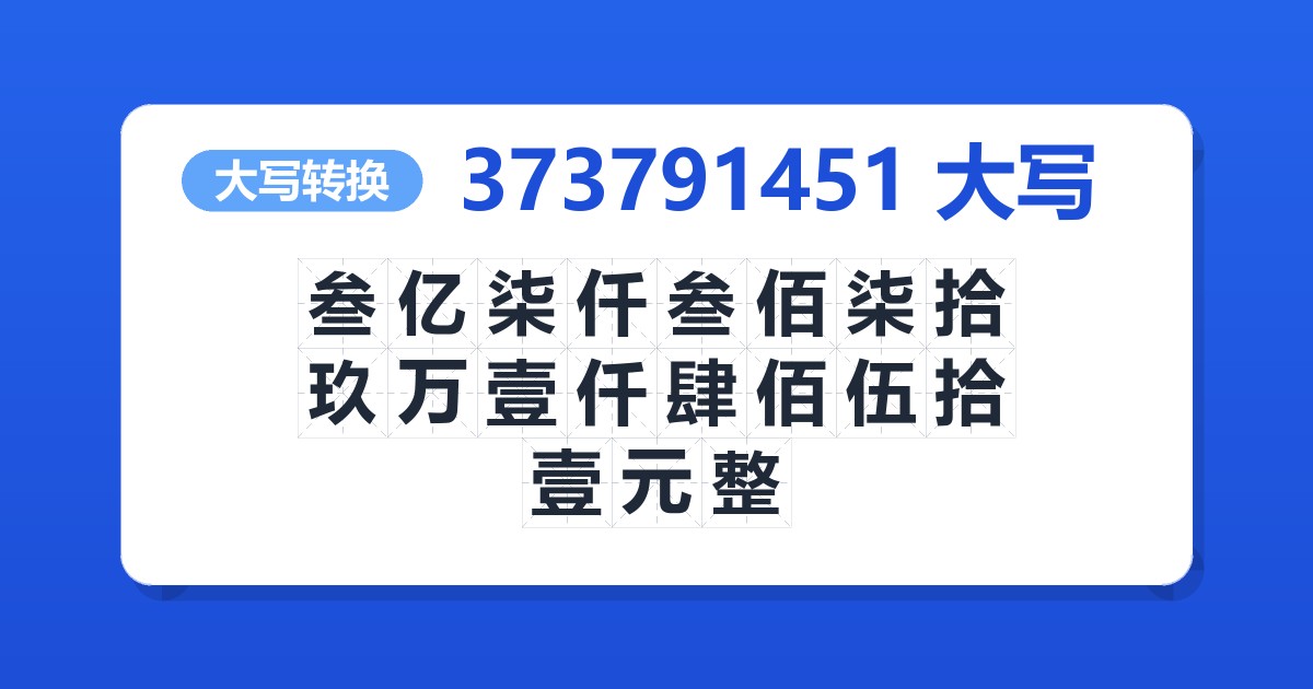 373791451大写 叁亿柒仟叁佰柒拾玖万壹仟肆佰伍拾壹元整