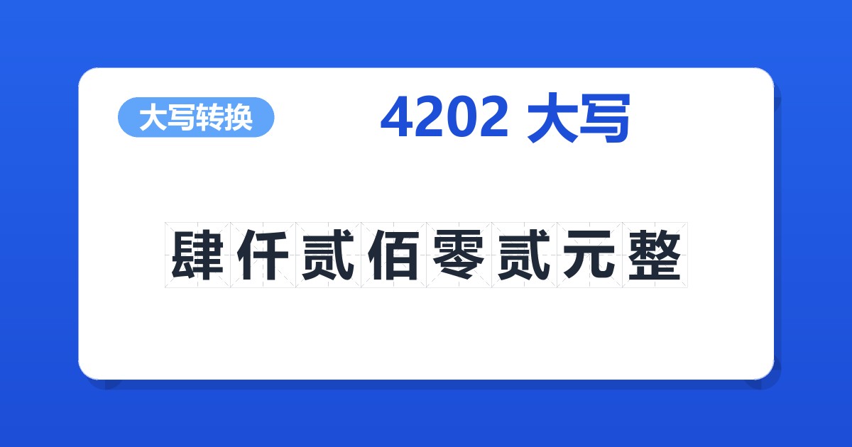 4202大写 肆仟贰佰零贰元整