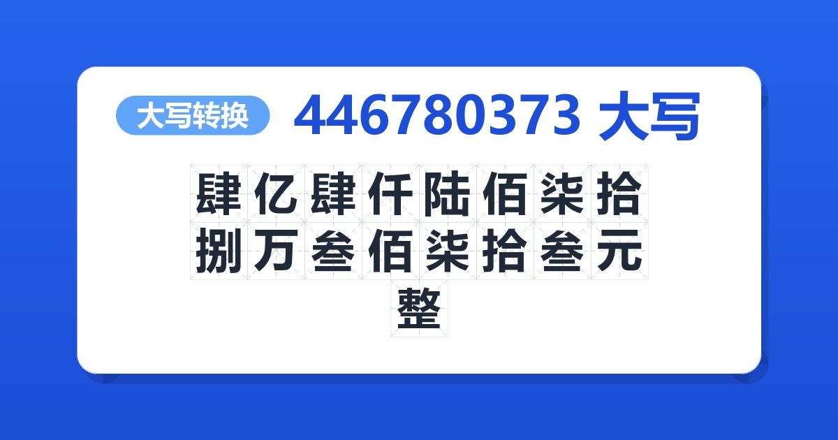 446780373大写 肆亿肆仟陆佰柒拾捌万叁佰柒拾叁元整