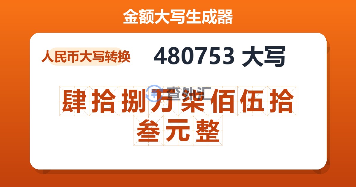 480753大写 肆拾捌万柒佰伍拾叁元整