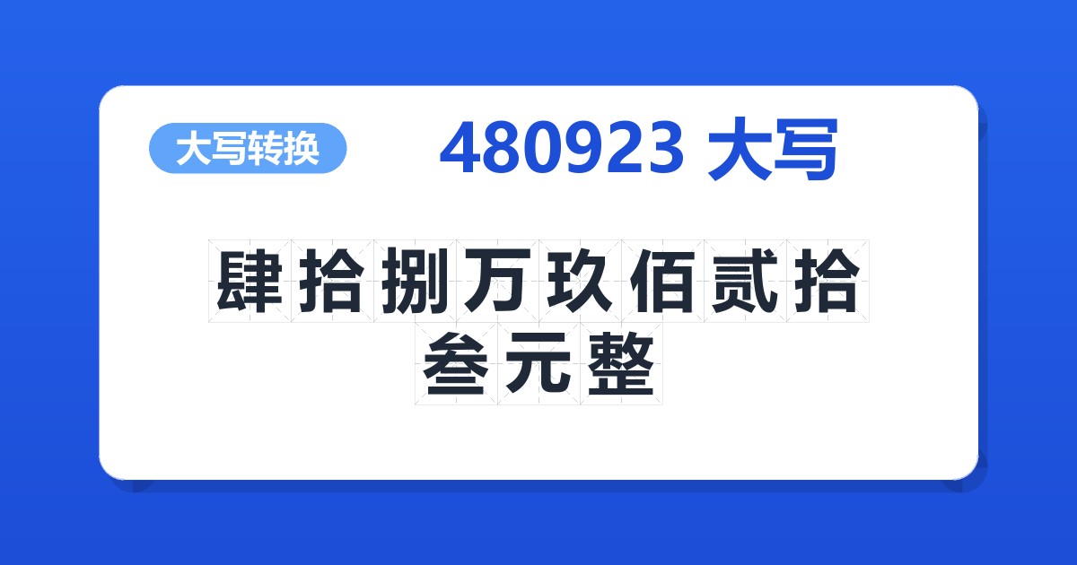480923大写 肆拾捌万玖佰贰拾叁元整