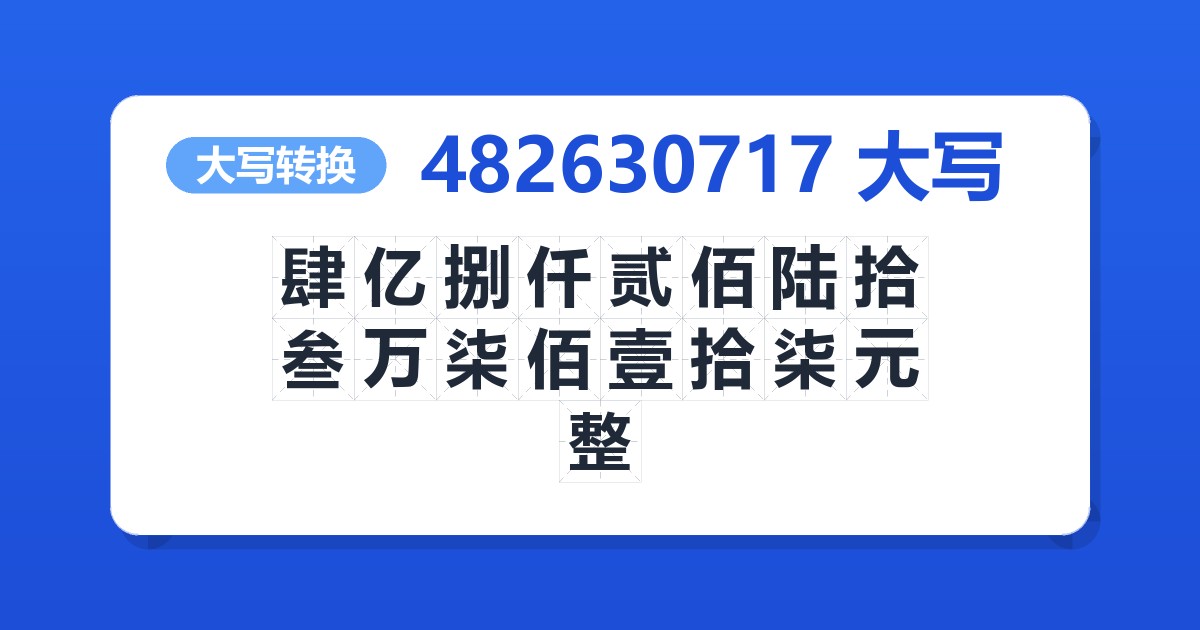 482630717大写 肆亿捌仟贰佰陆拾叁万柒佰壹拾柒元整