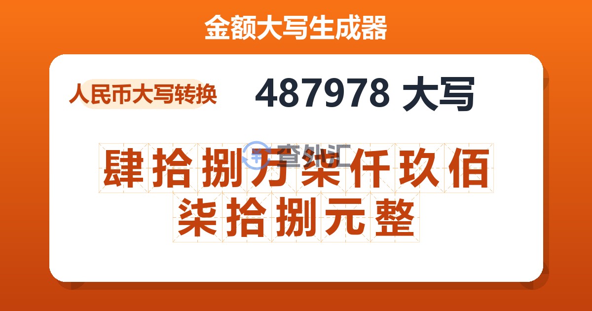 487978大写 肆拾捌万柒仟玖佰柒拾捌元整