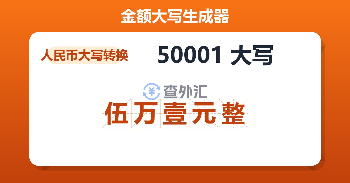 50001大写 伍万壹元整