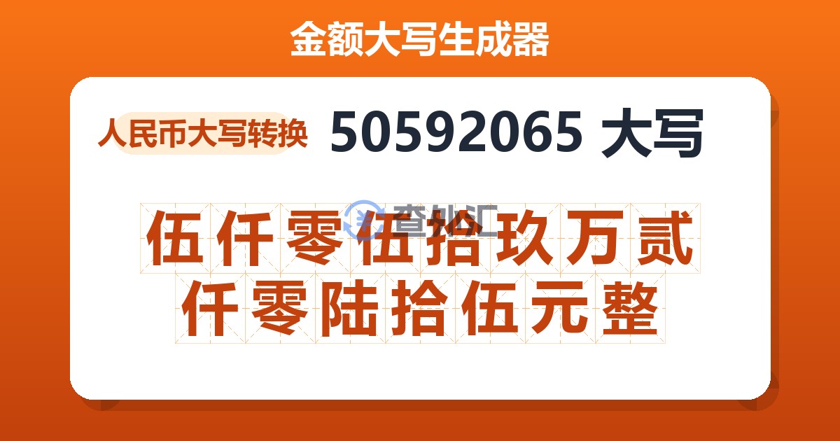 50592065大写 伍仟零伍拾玖万贰仟零陆拾伍元整