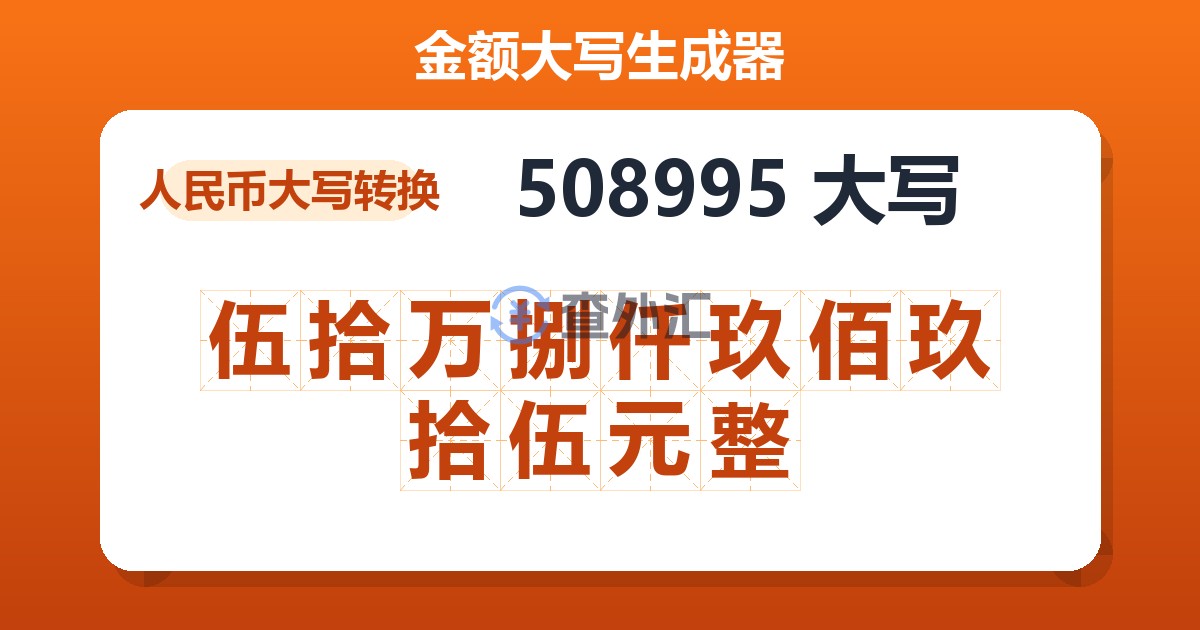 508995大写 伍拾万捌仟玖佰玖拾伍元整