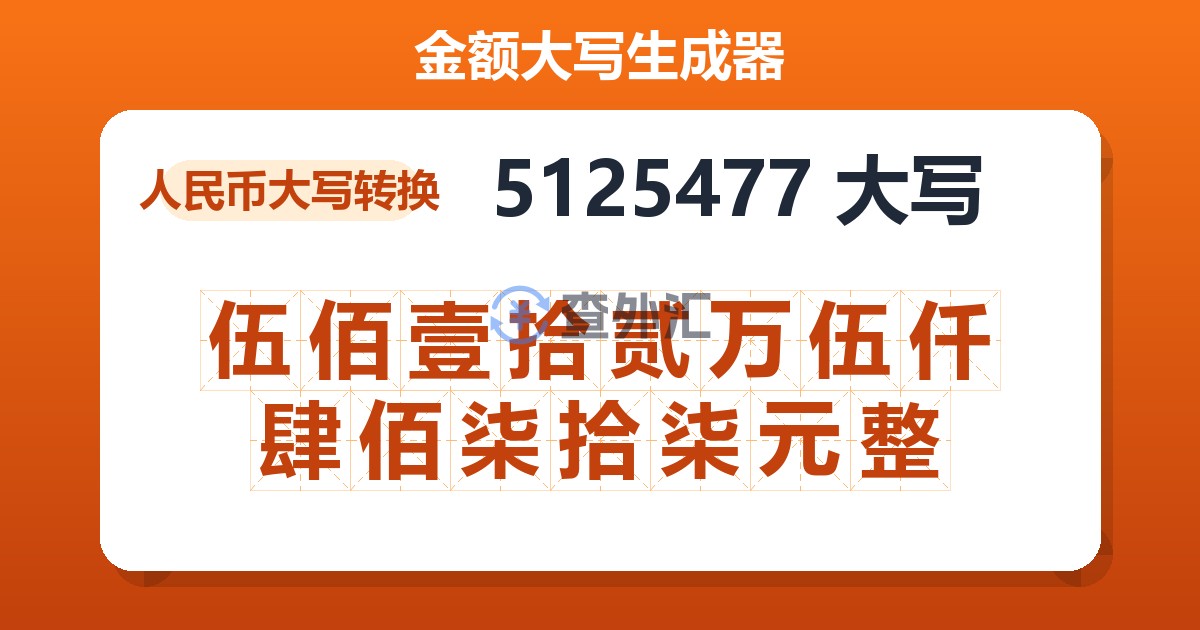 5125477大写 伍佰壹拾贰万伍仟肆佰柒拾柒元整