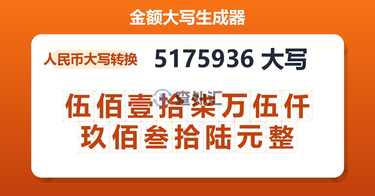 5175936大写 伍佰壹拾柒万伍仟玖佰叁拾陆元整