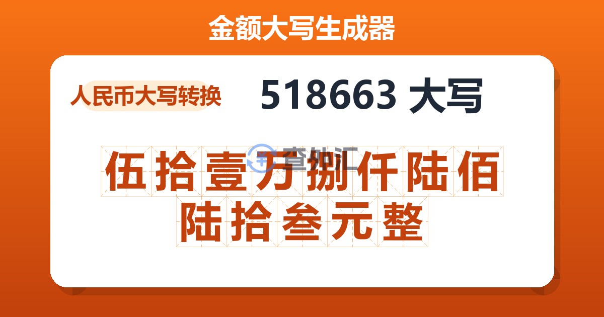 518663大写 伍拾壹万捌仟陆佰陆拾叁元整