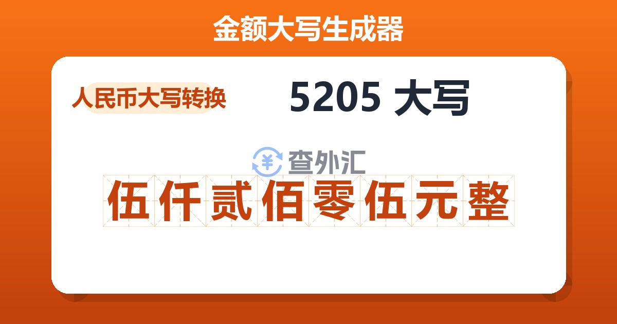 5205大写 伍仟贰佰零伍元整