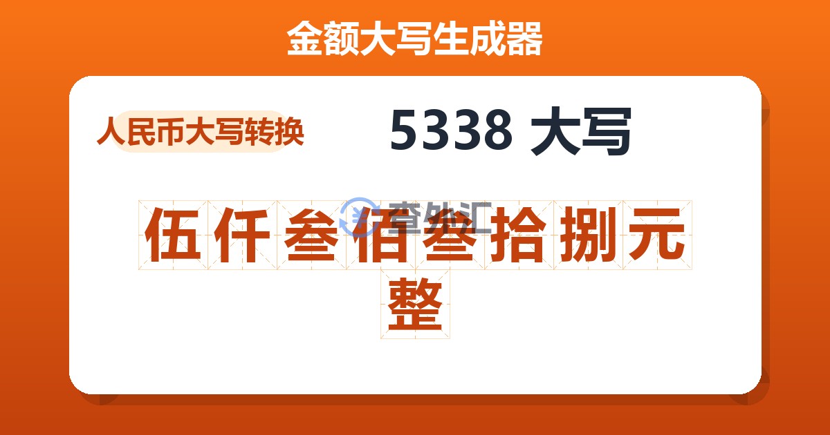 5338大写 伍仟叁佰叁拾捌元整