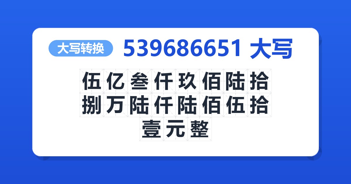 539686651大写 伍亿叁仟玖佰陆拾捌万陆仟陆佰伍拾壹元整