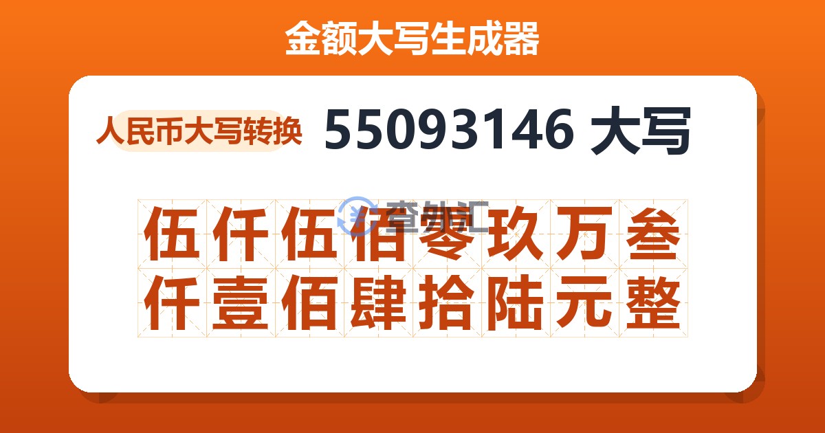 55093146大写 伍仟伍佰零玖万叁仟壹佰肆拾陆元整