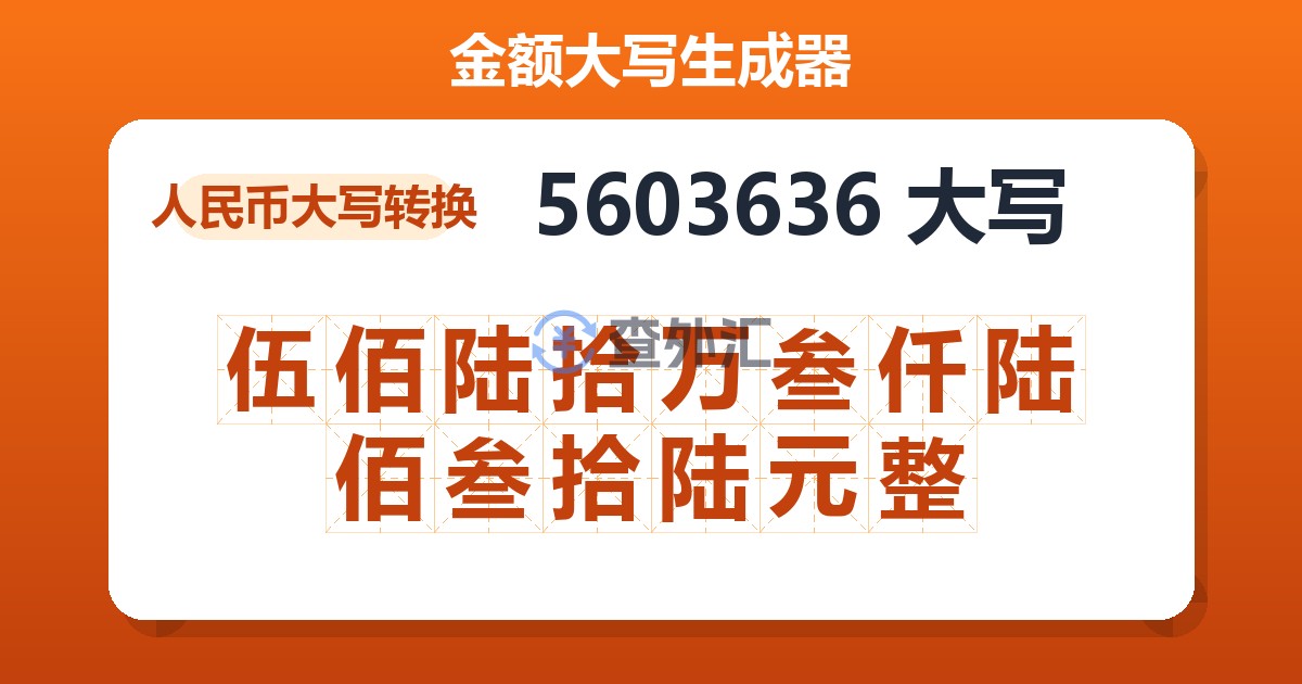 5603636大写 伍佰陆拾万叁仟陆佰叁拾陆元整