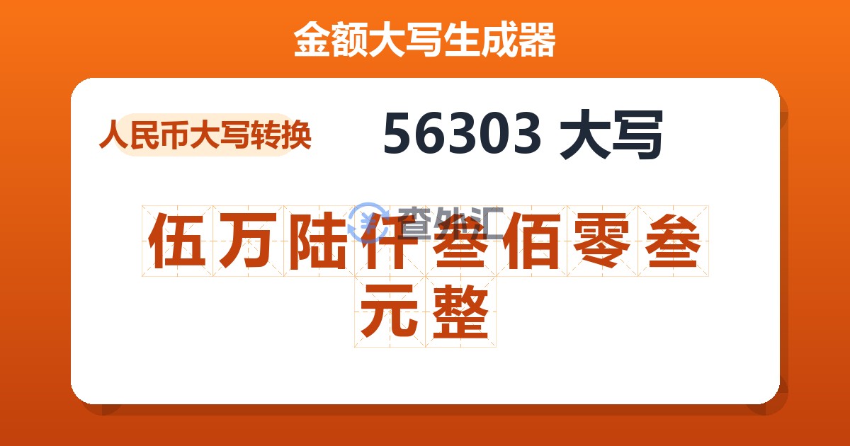 56303大写 伍万陆仟叁佰零叁元整