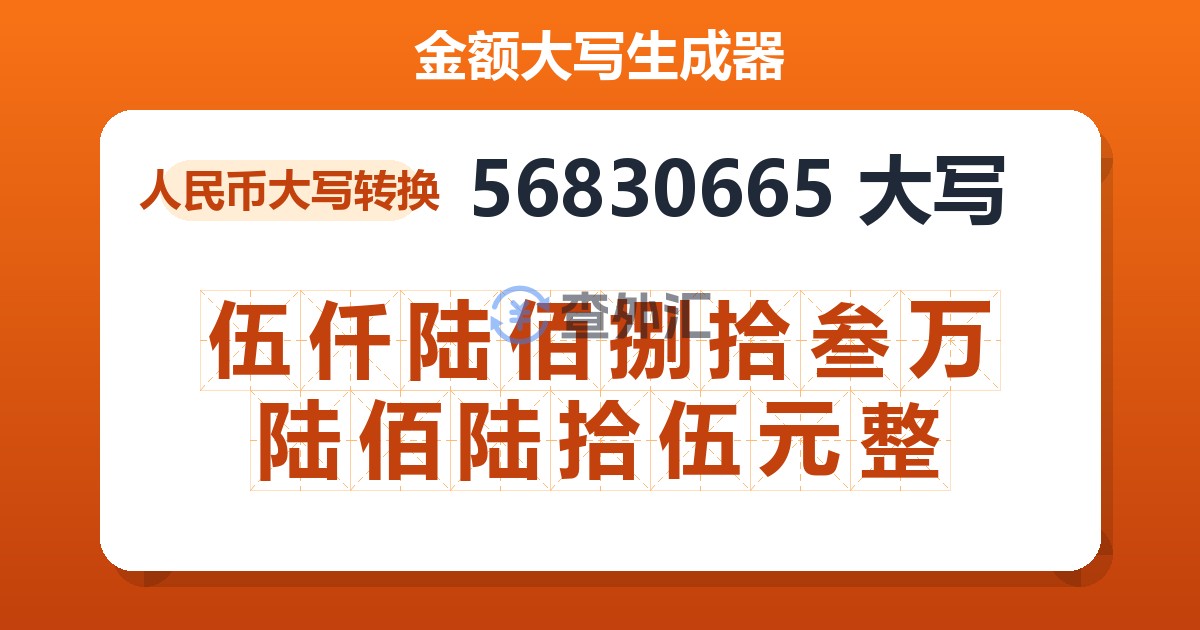 56830665大写 伍仟陆佰捌拾叁万陆佰陆拾伍元整