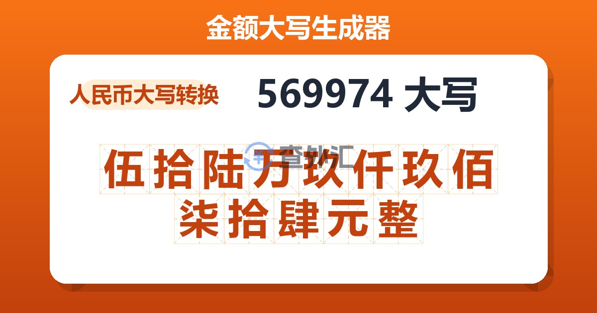 569974大写 伍拾陆万玖仟玖佰柒拾肆元整