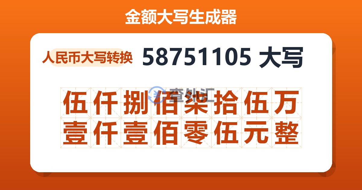 58751105大写 伍仟捌佰柒拾伍万壹仟壹佰零伍元整