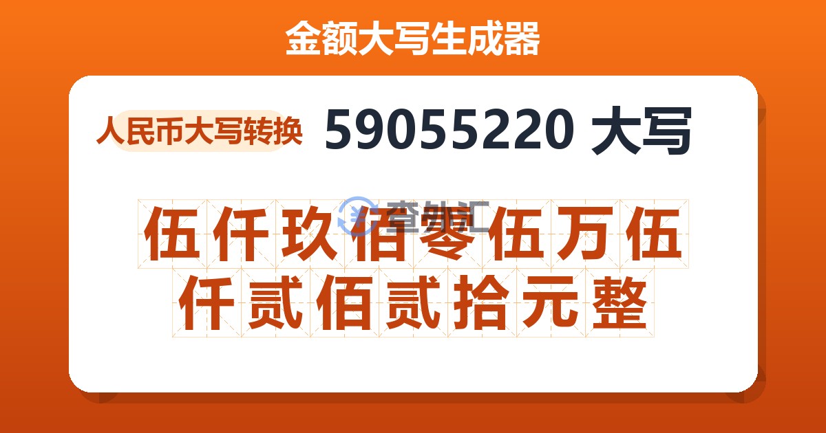 59055220大写 伍仟玖佰零伍万伍仟贰佰贰拾元整