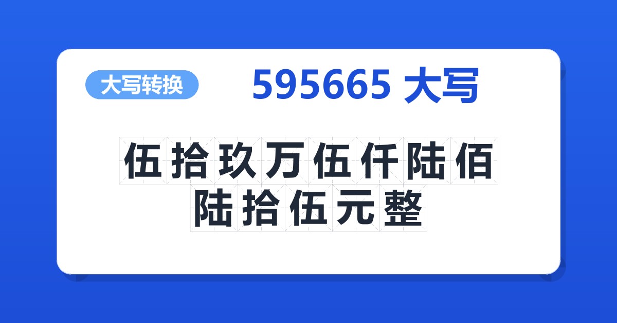595665大写 伍拾玖万伍仟陆佰陆拾伍元整