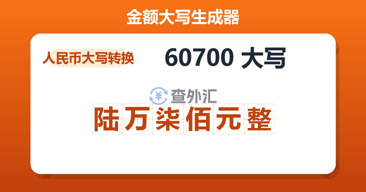 60700大写 陆万柒佰元整