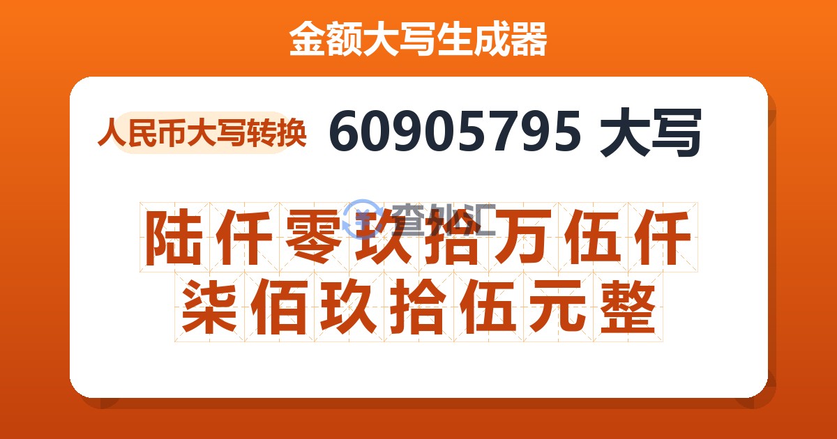 60905795大写 陆仟零玖拾万伍仟柒佰玖拾伍元整