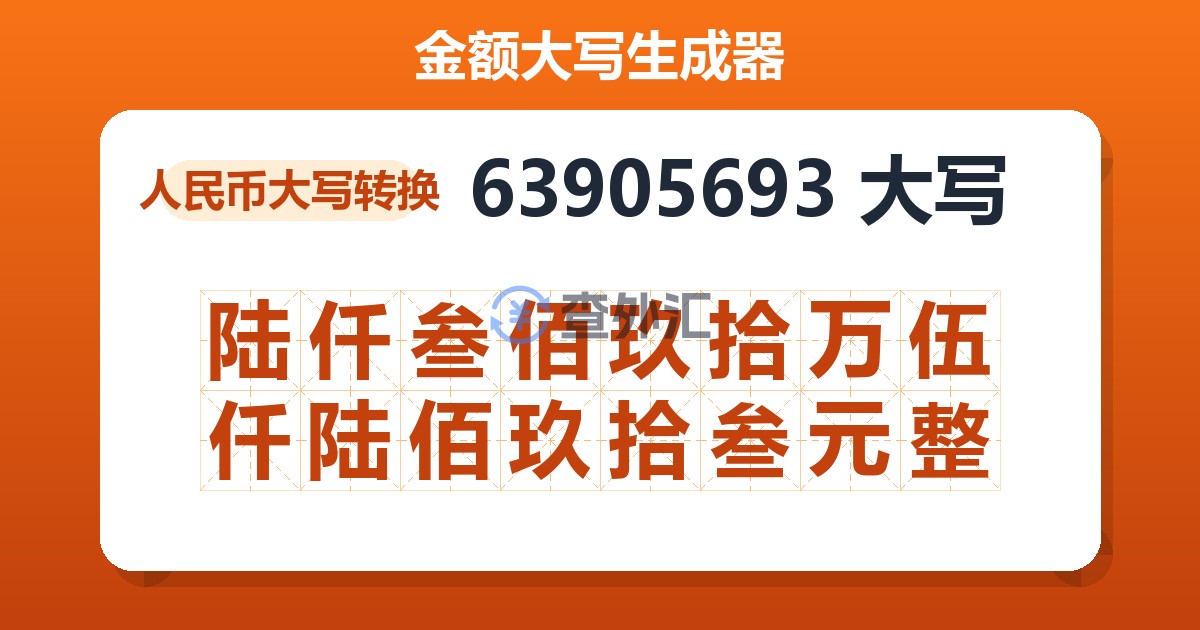63905693大写 陆仟叁佰玖拾万伍仟陆佰玖拾叁元整
