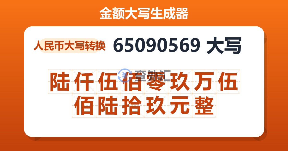 65090569大写 陆仟伍佰零玖万伍佰陆拾玖元整