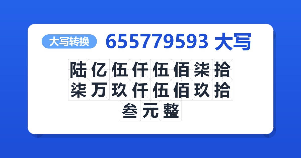 655779593大写 陆亿伍仟伍佰柒拾柒万玖仟伍佰玖拾叁元整