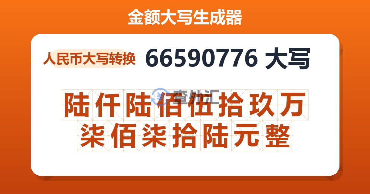66590776大写 陆仟陆佰伍拾玖万柒佰柒拾陆元整