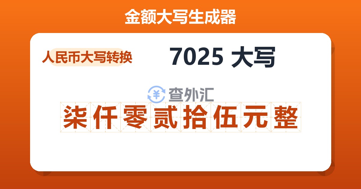 7025大写 柒仟零贰拾伍元整