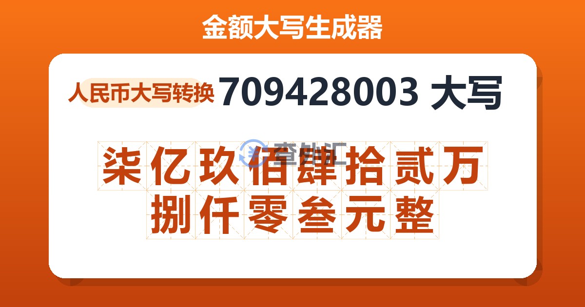 709428003大写 柒亿玖佰肆拾贰万捌仟零叁元整