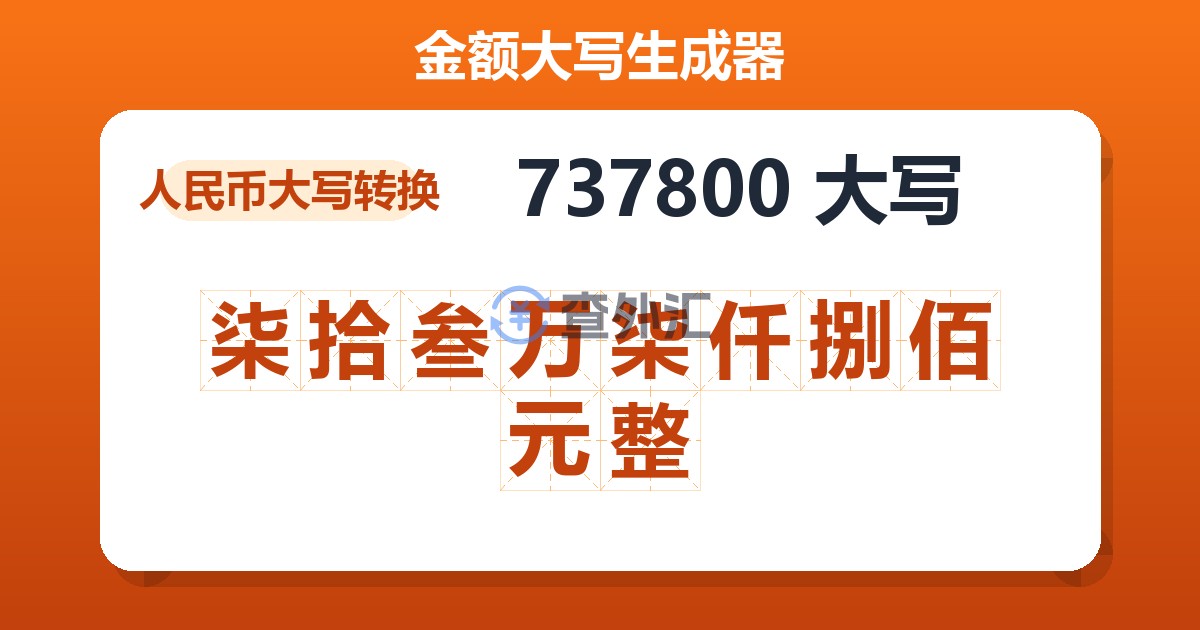 737800大写 柒拾叁万柒仟捌佰元整