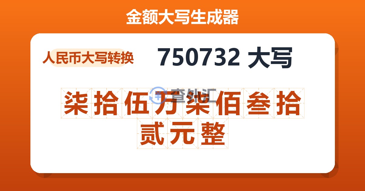 750732大写 柒拾伍万柒佰叁拾贰元整