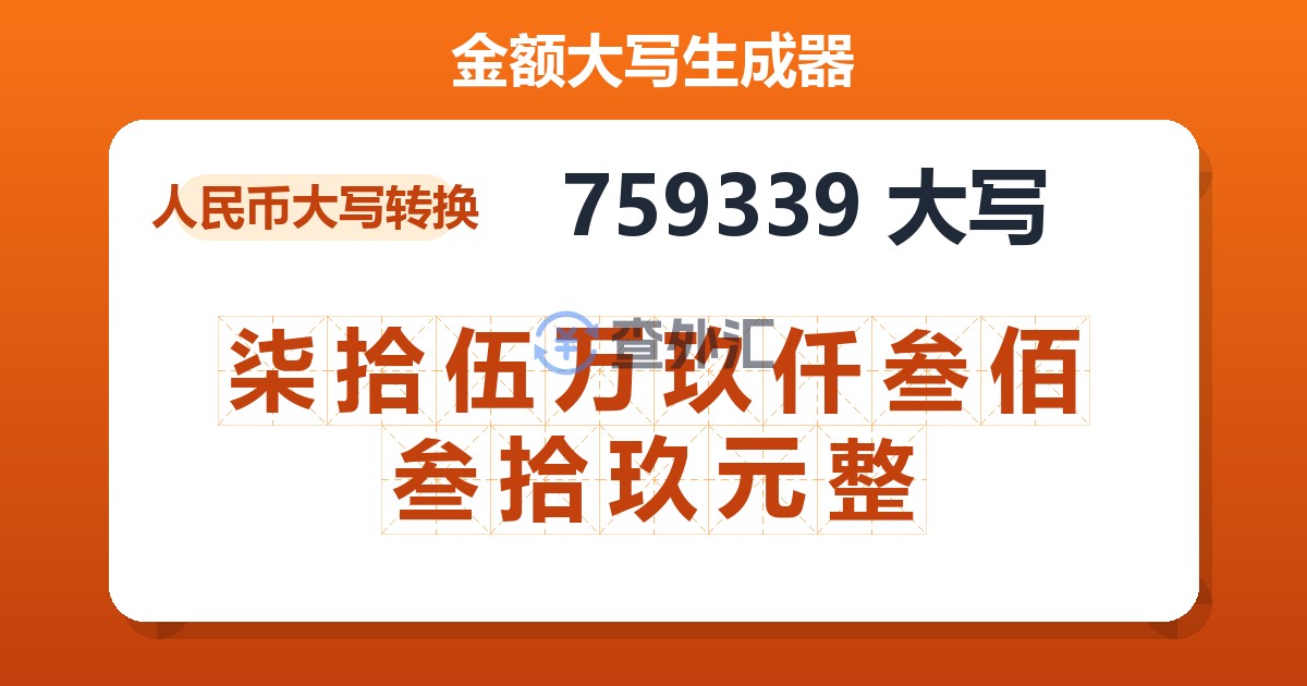 759339大写 柒拾伍万玖仟叁佰叁拾玖元整