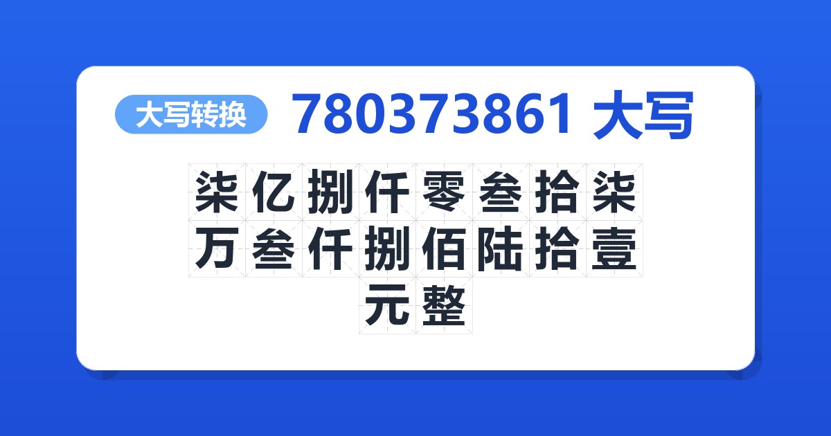 780373861大写 柒亿捌仟零叁拾柒万叁仟捌佰陆拾壹元整
