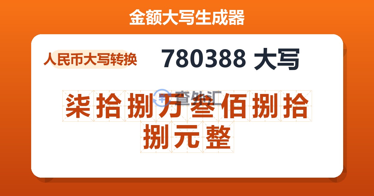 780388大写 柒拾捌万叁佰捌拾捌元整