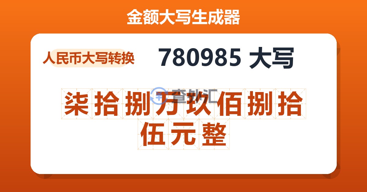 780985大写 柒拾捌万玖佰捌拾伍元整