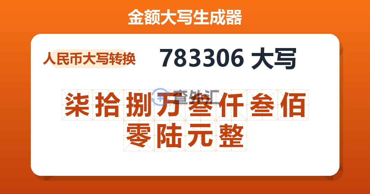 783306大写 柒拾捌万叁仟叁佰零陆元整