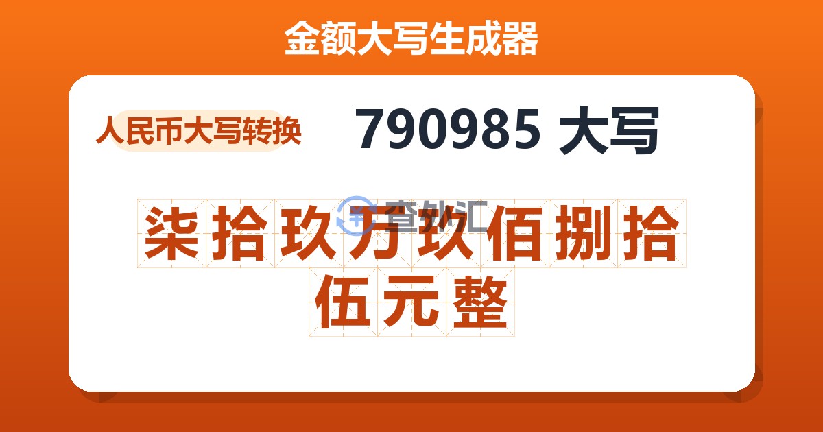 790985大写 柒拾玖万玖佰捌拾伍元整