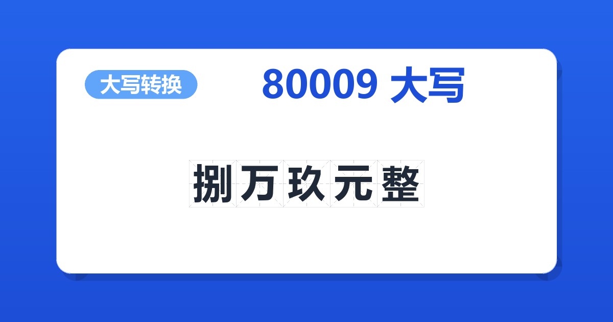 80009大写 捌万玖元整