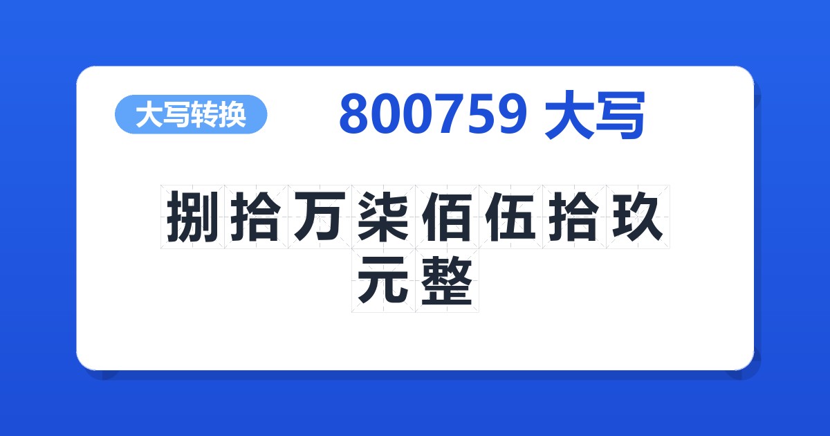 800759大写 捌拾万柒佰伍拾玖元整