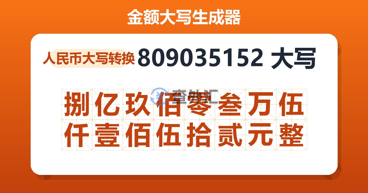 809035152大写 捌亿玖佰零叁万伍仟壹佰伍拾贰元整