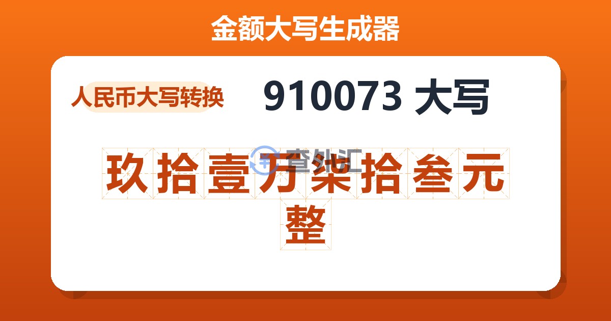 910073大写 玖拾壹万柒拾叁元整