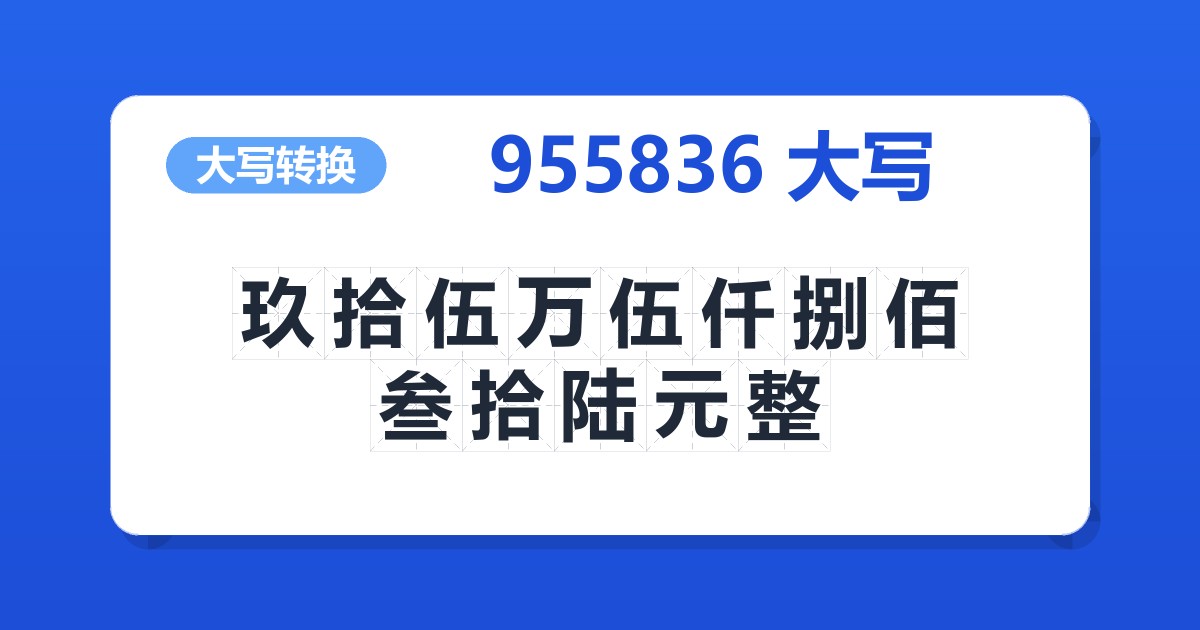 955836大写 玖拾伍万伍仟捌佰叁拾陆元整